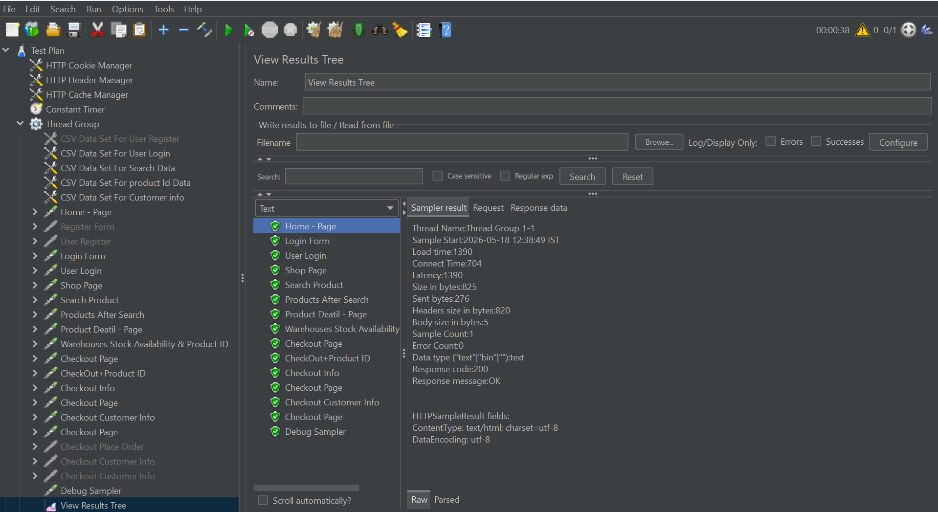 Performance analytics during load testing